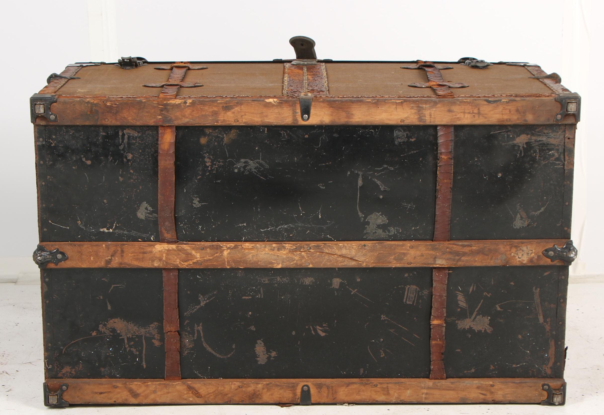 H.W. Rountree & Bro. Trunk & Bag Co. Wood and Metal Steamer Trunk, circa 1900