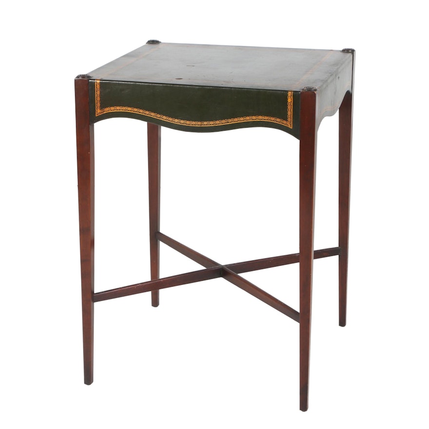 George III Style Cherrywood, Mahogany, and Leather Side Table by B. & S. Co.