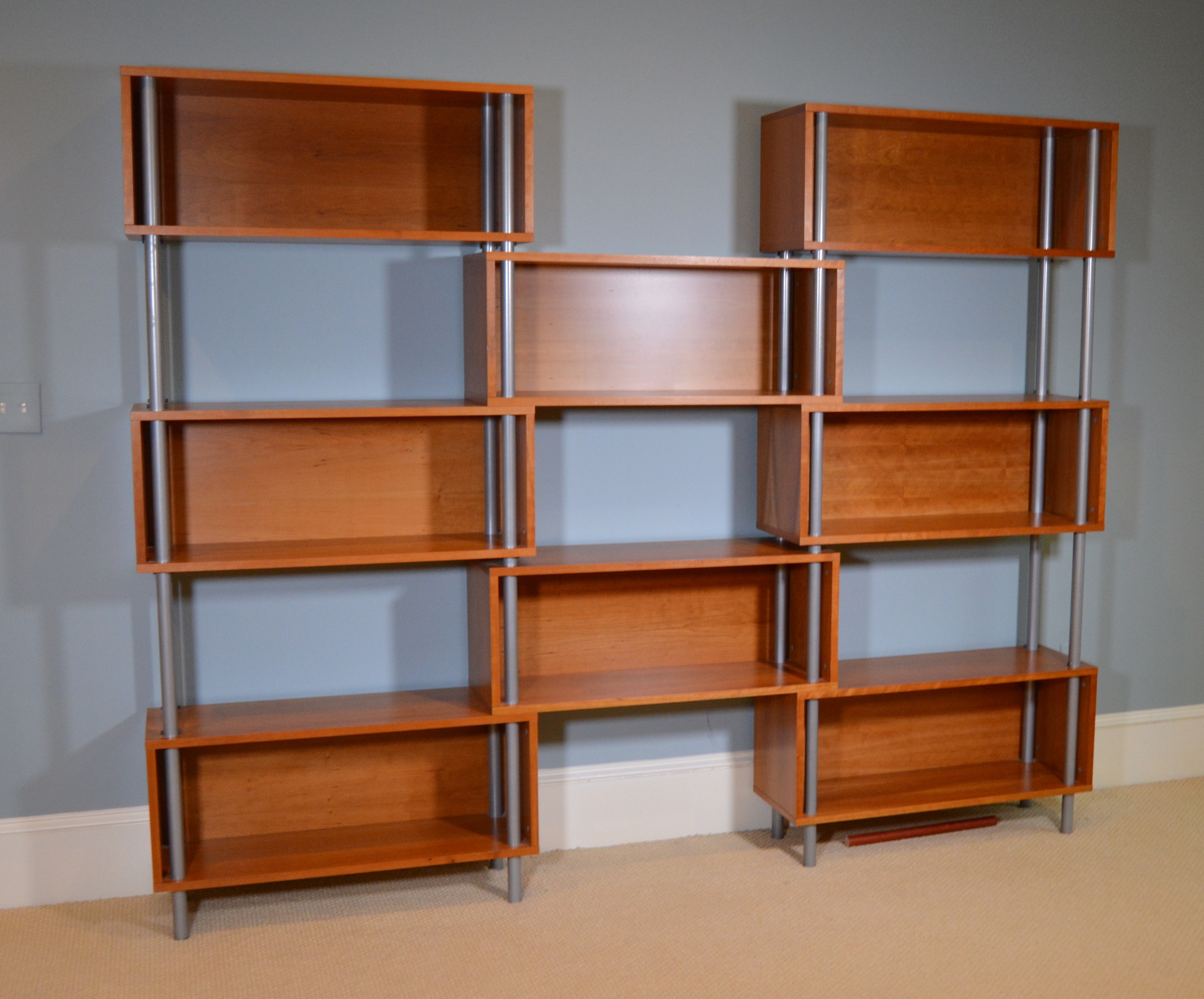 Modern "Chicago 8-box" Cherry Veneer and Steel Shelving Unit by Blu Dot