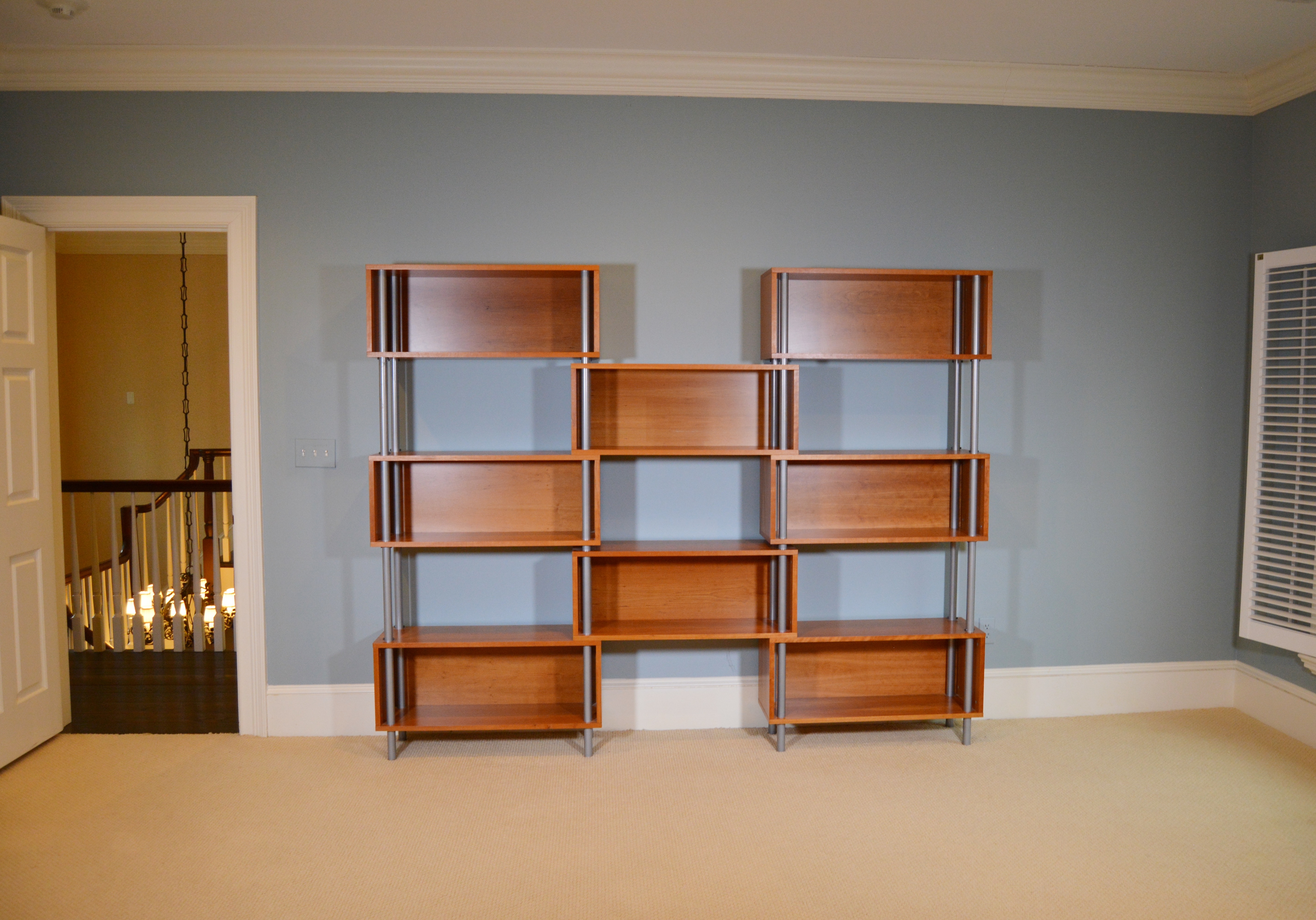 Modern "Chicago 8-box" Cherry Veneer and Steel Shelving Unit by Blu Dot