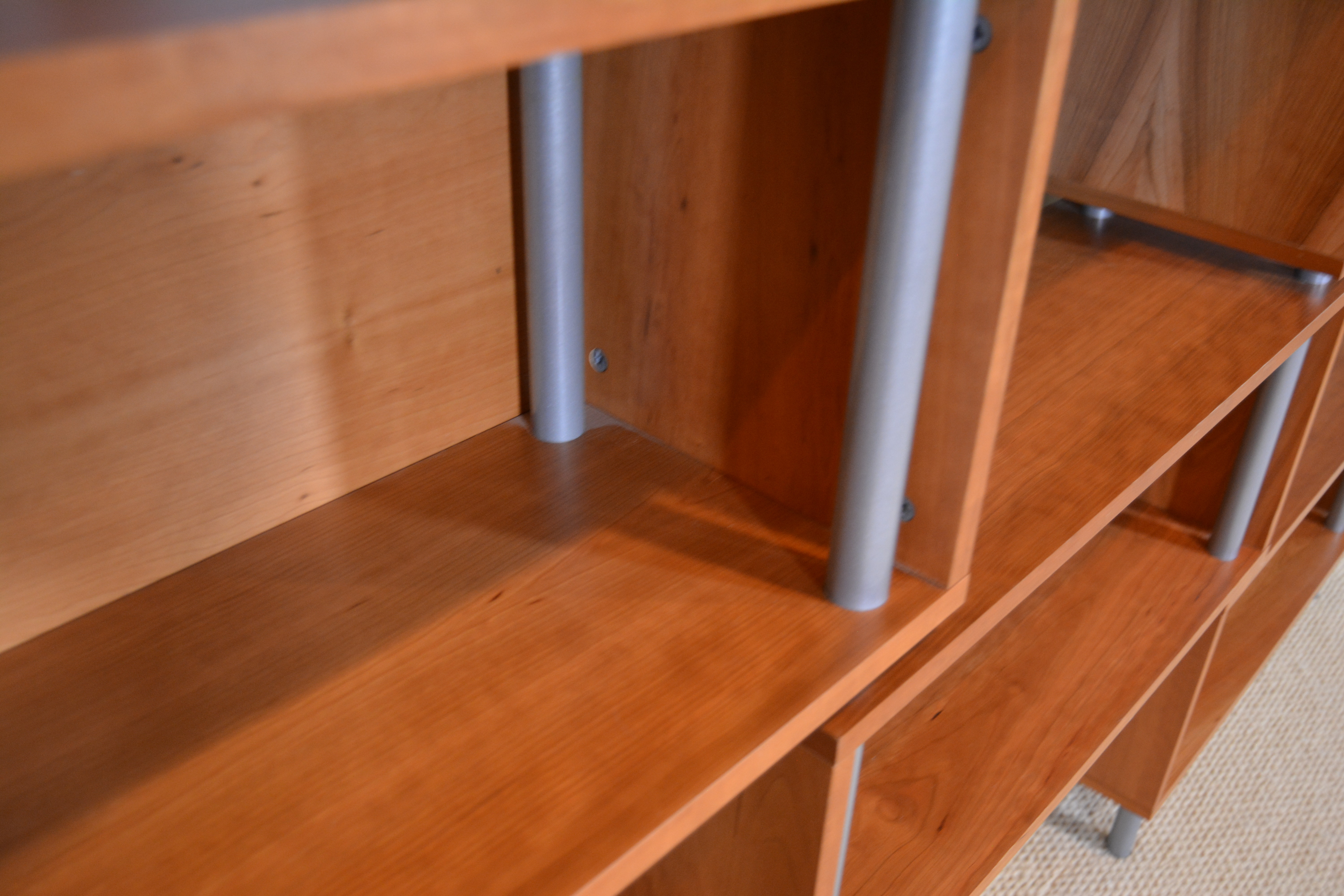 Modern "Chicago 8-box" Cherry Veneer and Steel Shelving Unit by Blu Dot