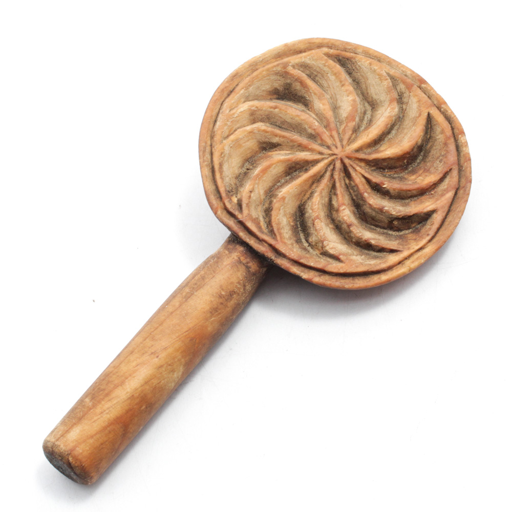 Antique Wooden Lollipop "Pin Wheel"  Butter Press