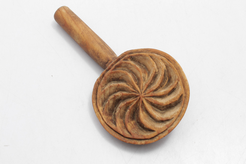Antique Wooden Lollipop "Pin Wheel"  Butter Press