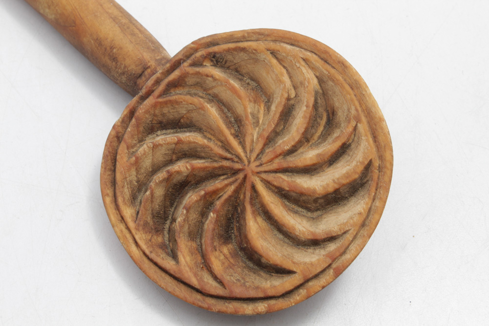 Antique Wooden Lollipop "Pin Wheel"  Butter Press
