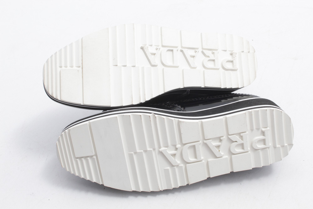 Prada Wingtip Black Leather Platform Brogue Shoes