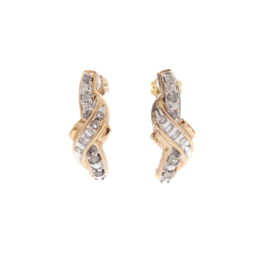 10K Yellow Gold Diamond Earrings