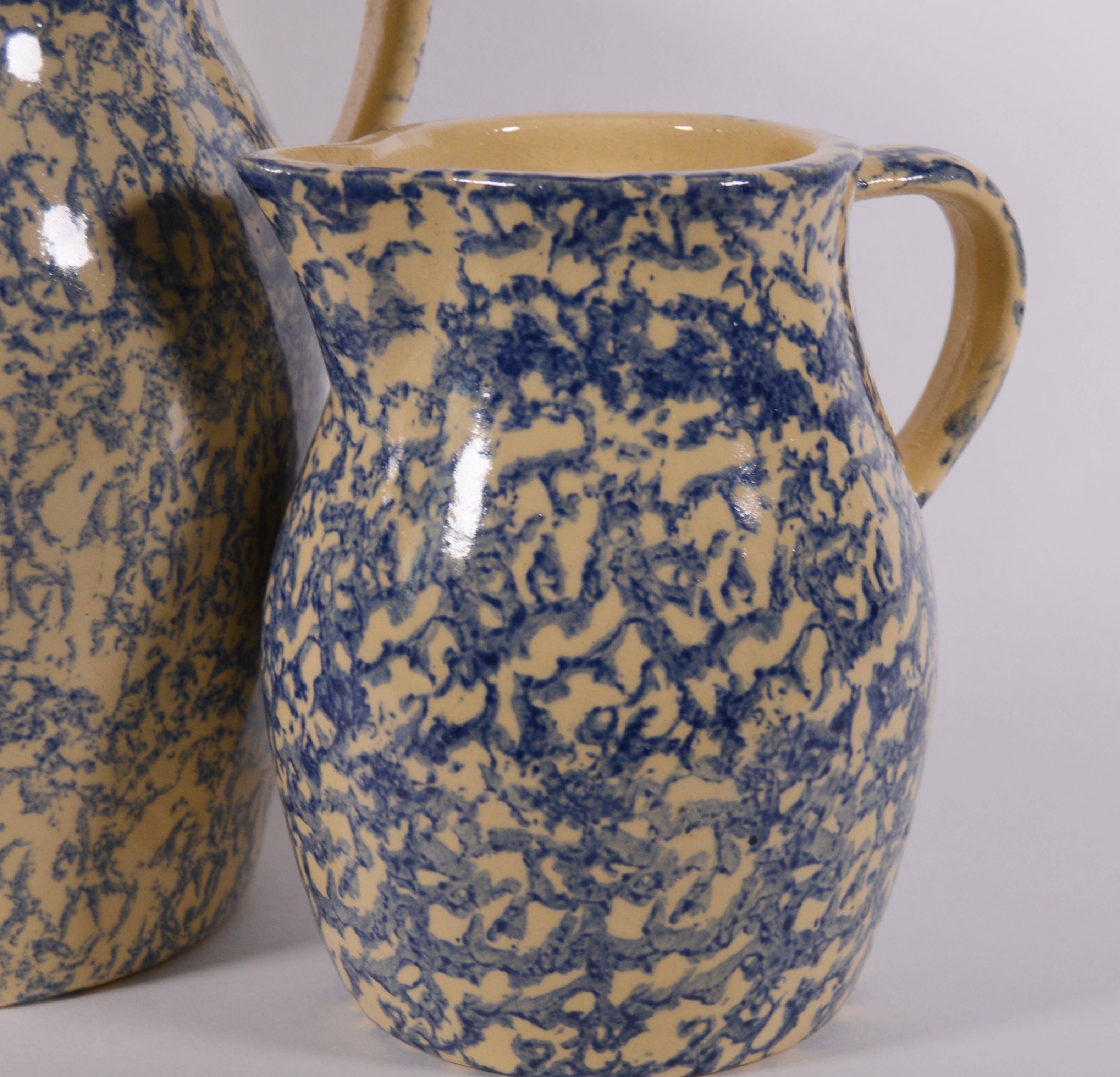 Robinson Ransbottom Pottery Spongeware Pitchers, Mid 20th Century