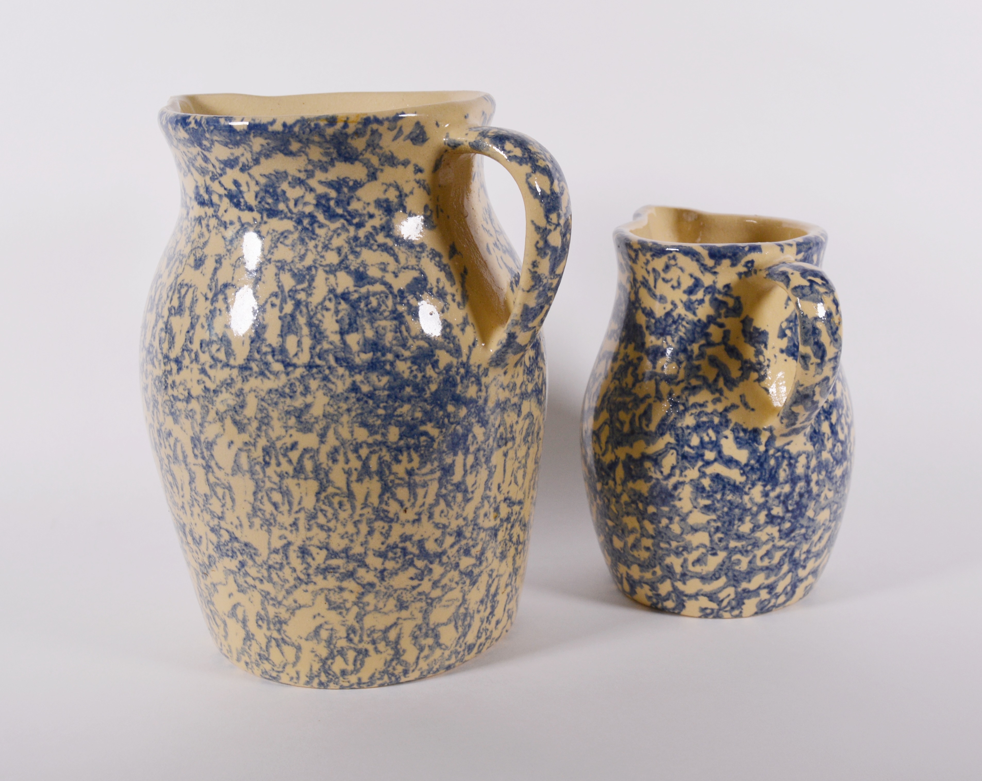Robinson Ransbottom Pottery Spongeware Pitchers, Mid 20th Century