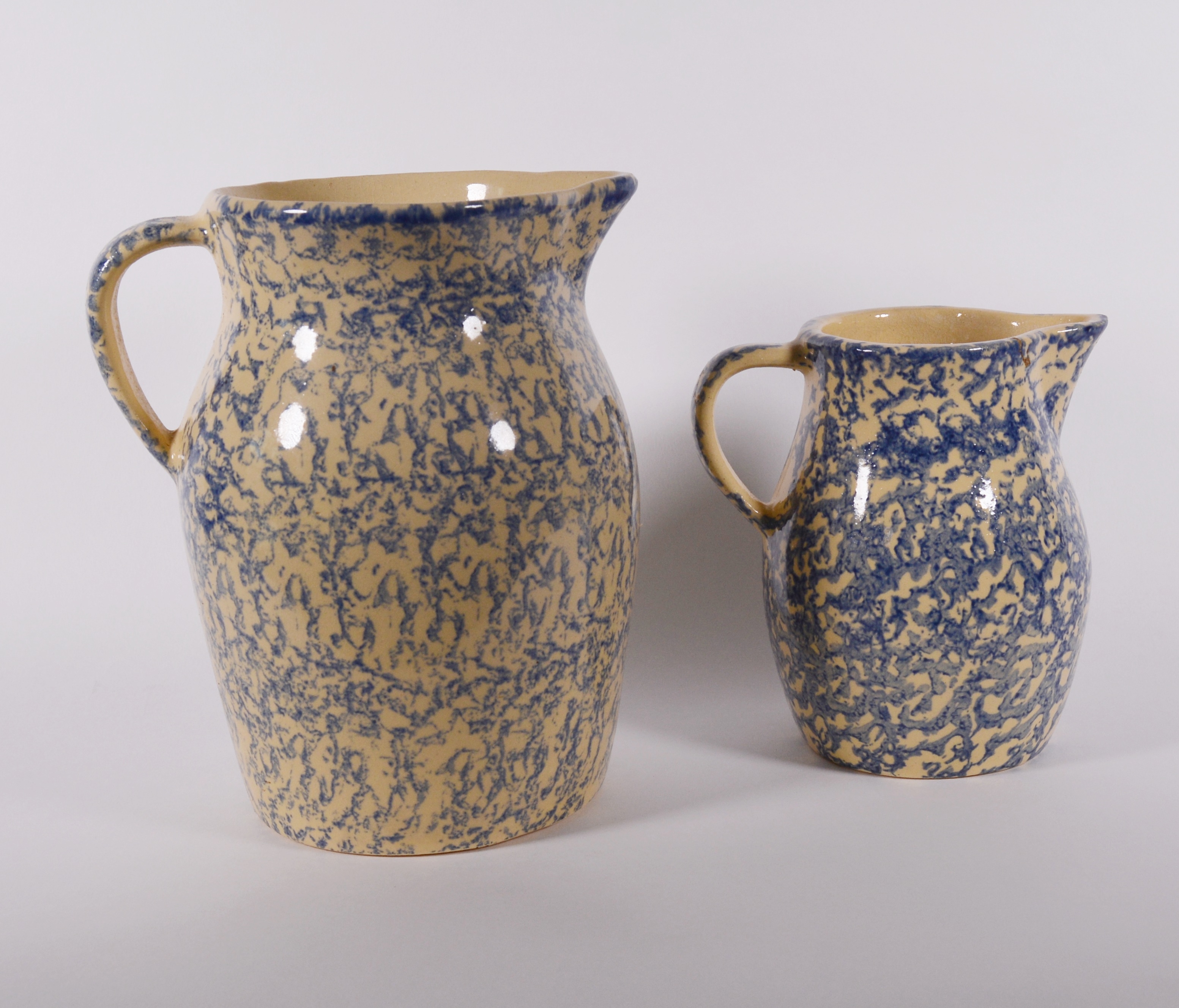 Robinson Ransbottom Pottery Spongeware Pitchers, Mid 20th Century