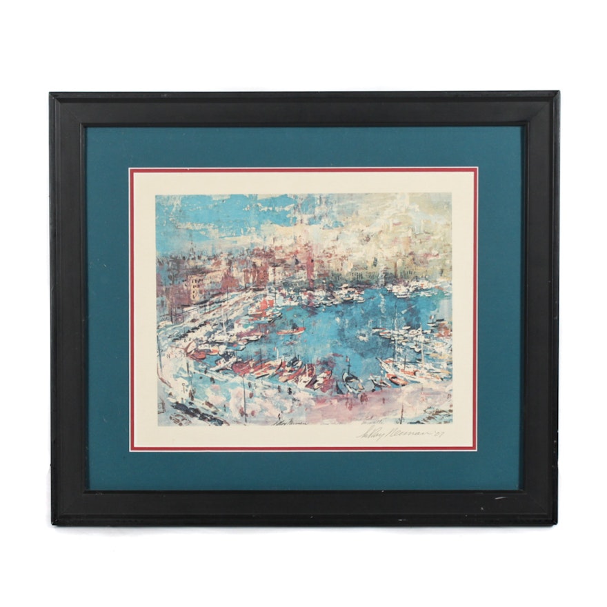 Offset Lithograph after Leroy Newman "View of Port Marseille"