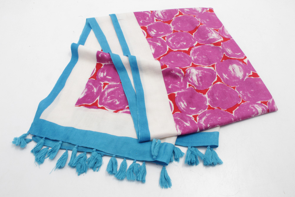 Tory Burch Silk and Wool Blend Scarf with Knotted Tassels