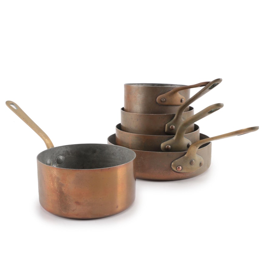 Copper Sauce Pans and High-Sided Pans, Vintage