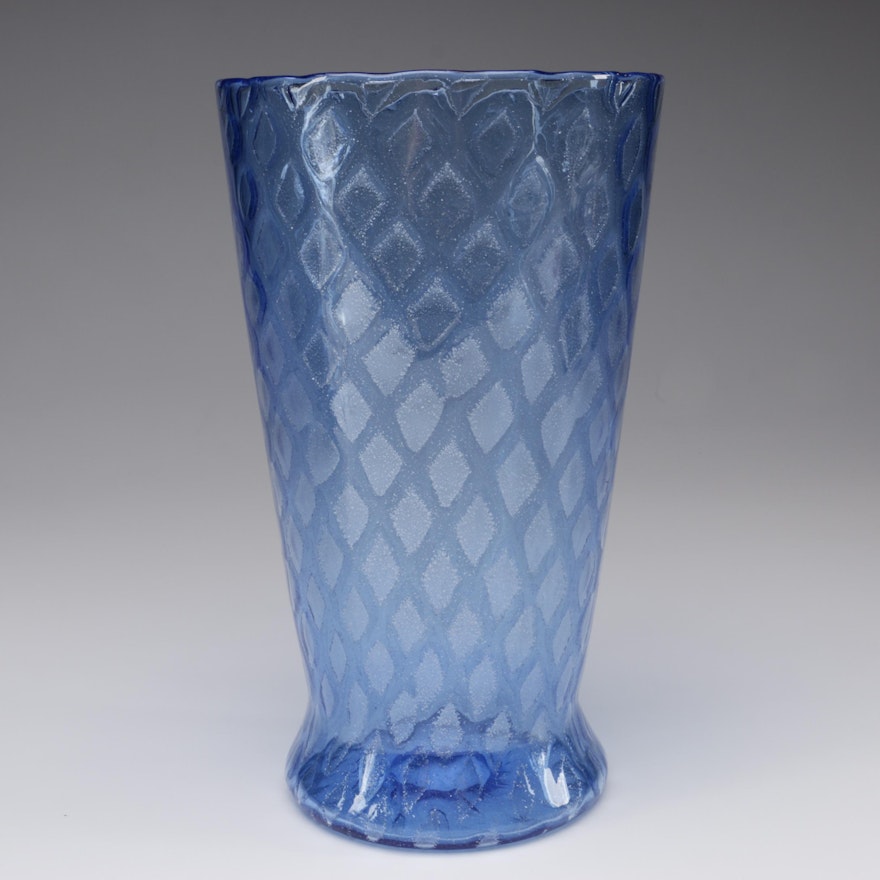 Steuben French Blue Art Glass "Silverina" Vase by Frederick Carder, 1903 - 1933