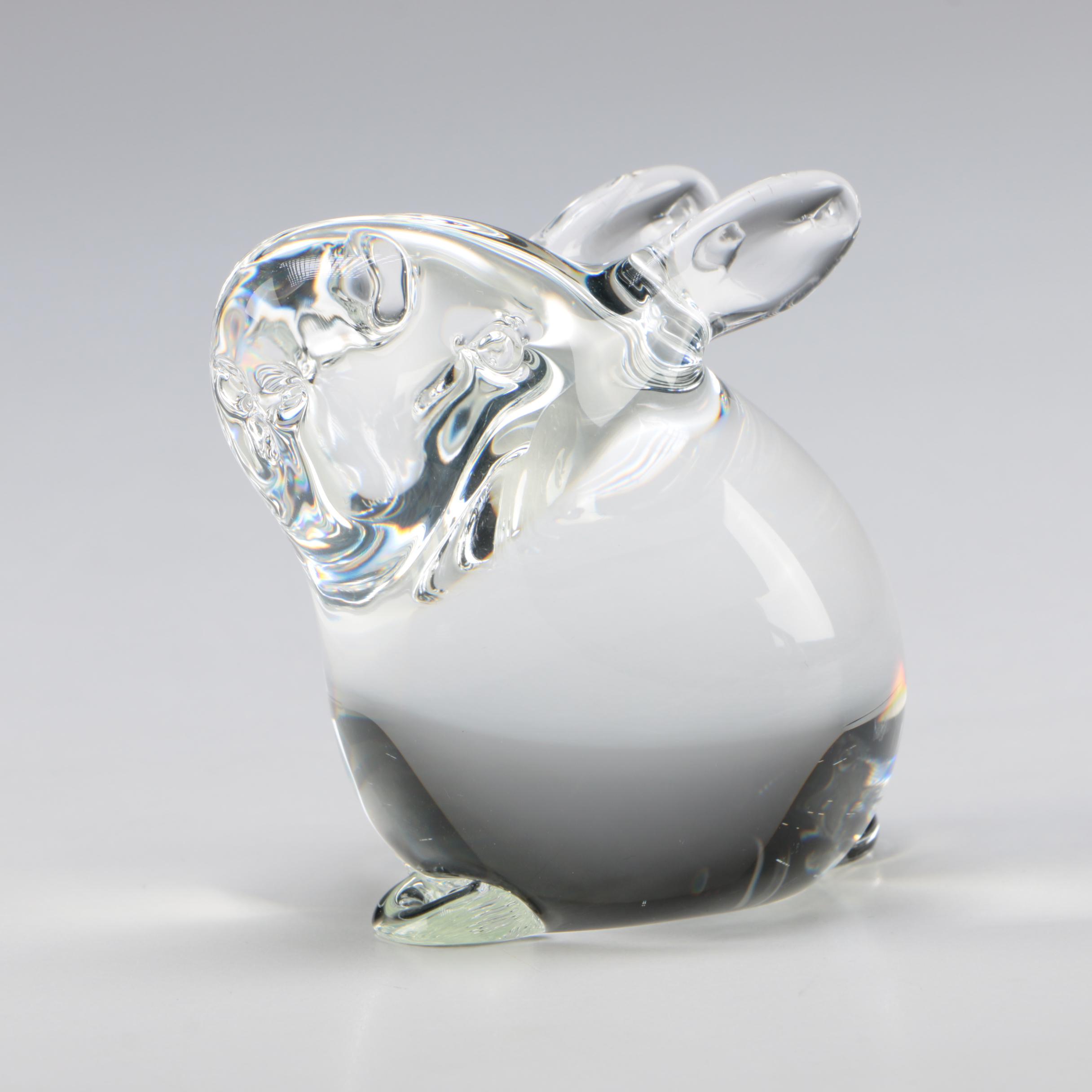 Steuben Art Glass "Bunny" Figurine Designed by Robert Cassetti, 1997