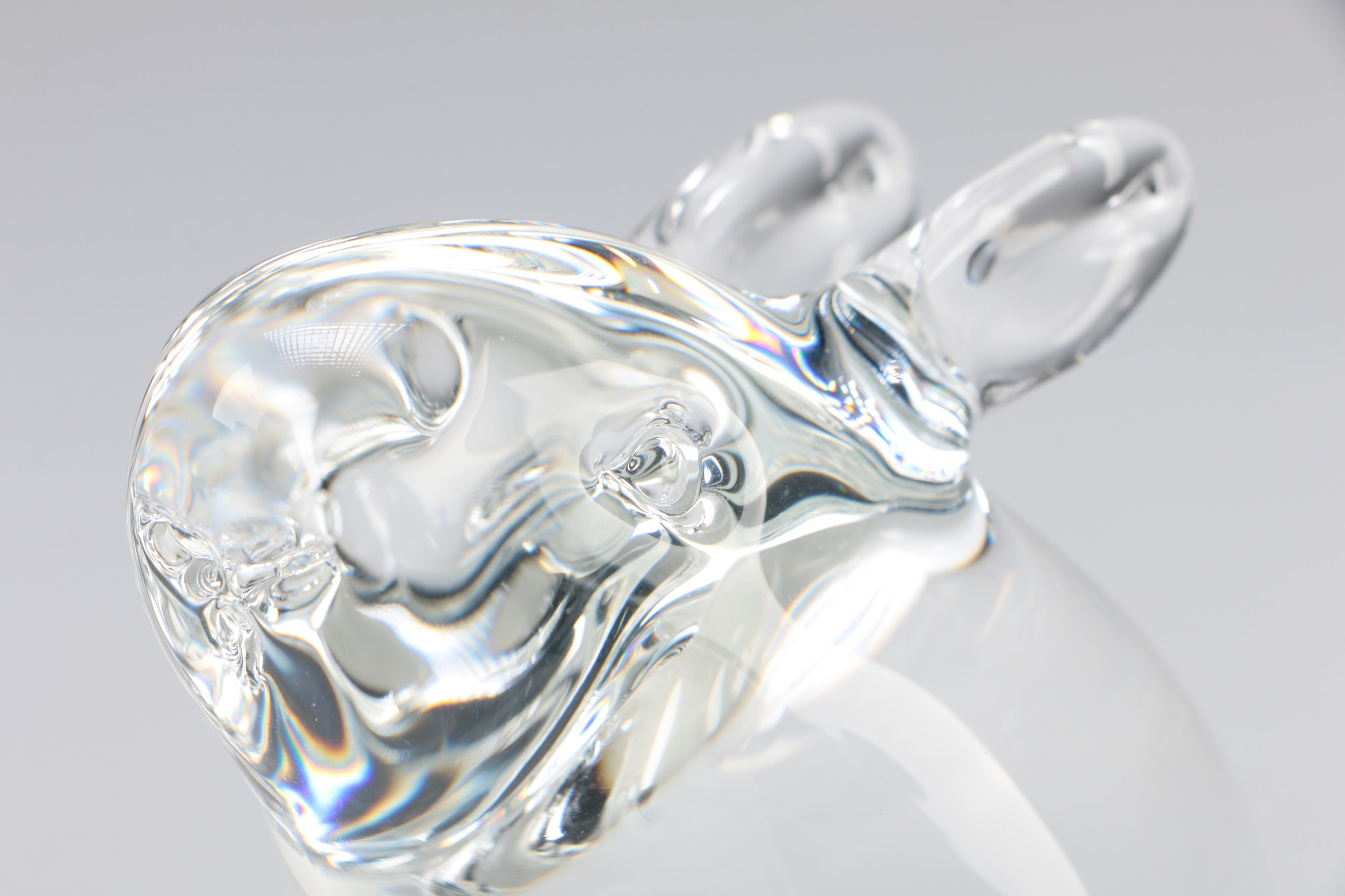 Steuben Art Glass "Bunny" Figurine Designed by Robert Cassetti, 1997