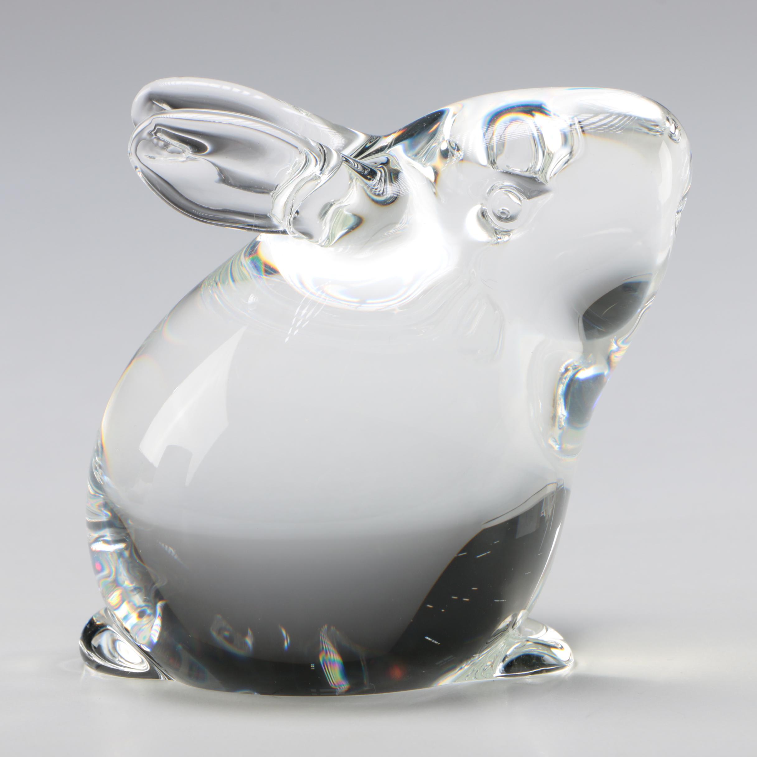 Steuben Art Glass "Bunny" Figurine Designed by Robert Cassetti, 1997