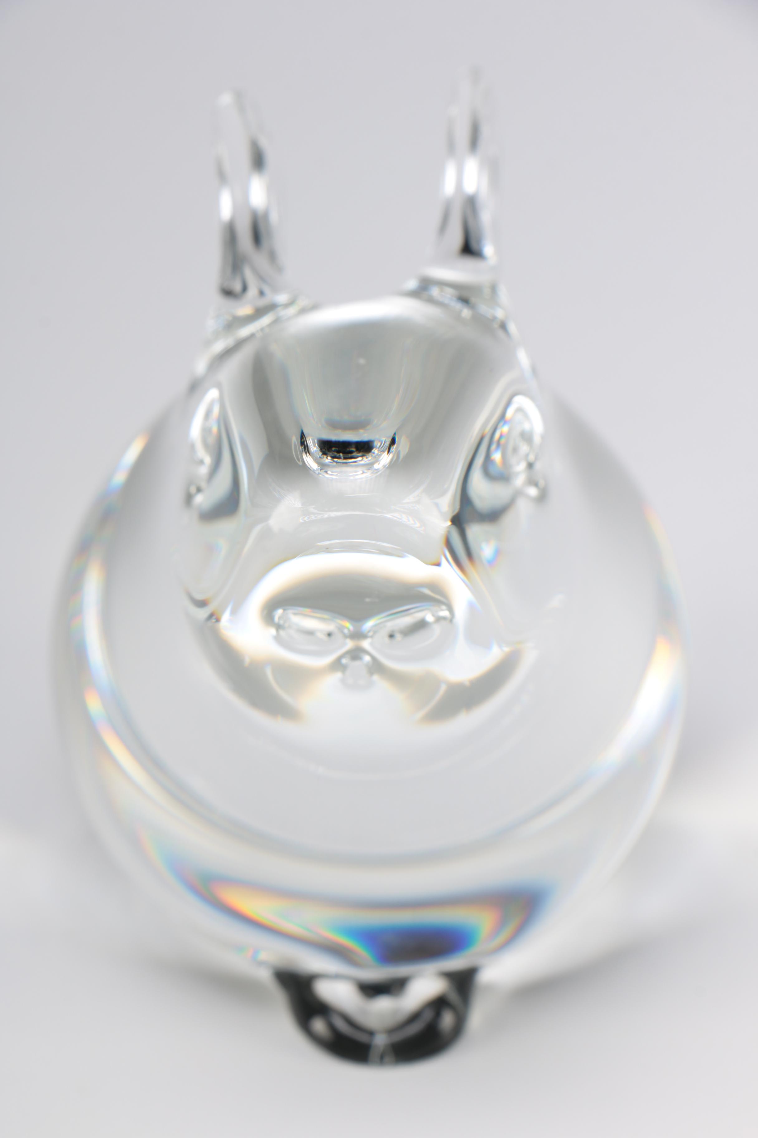 Steuben Art Glass "Bunny" Figurine Designed by Robert Cassetti, 1997