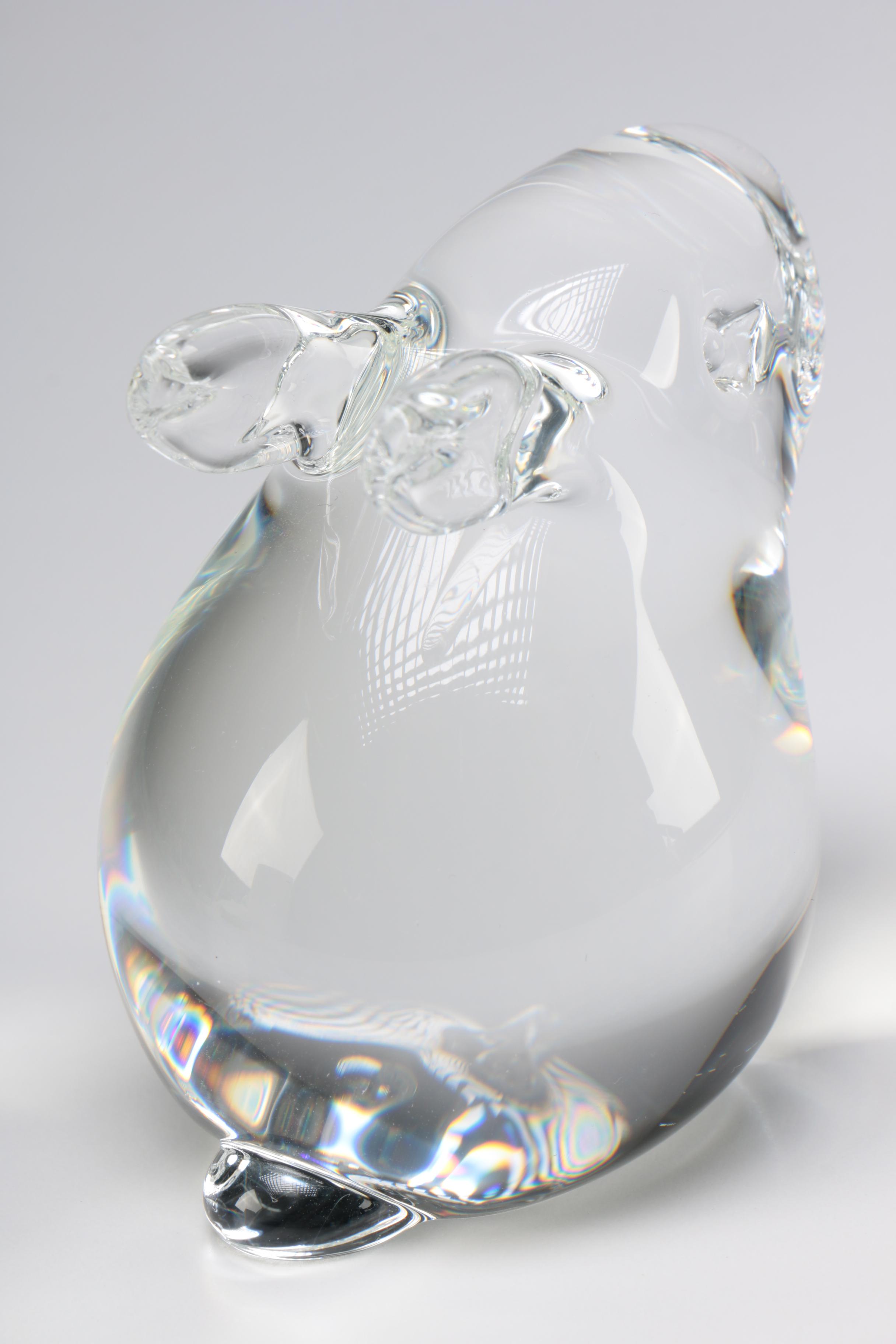 Steuben Art Glass "Bunny" Figurine Designed by Robert Cassetti, 1997