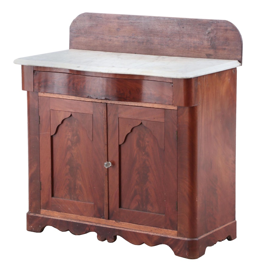 Gothic Revival Mahogany Washstand with Marble Top, Circa 1850