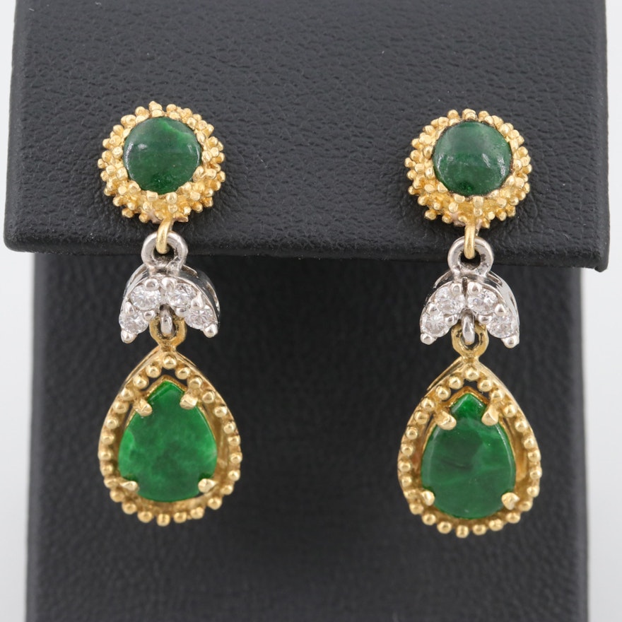 La Triomphe 18K Yellow Gold Jadeite and Diamond Earrings