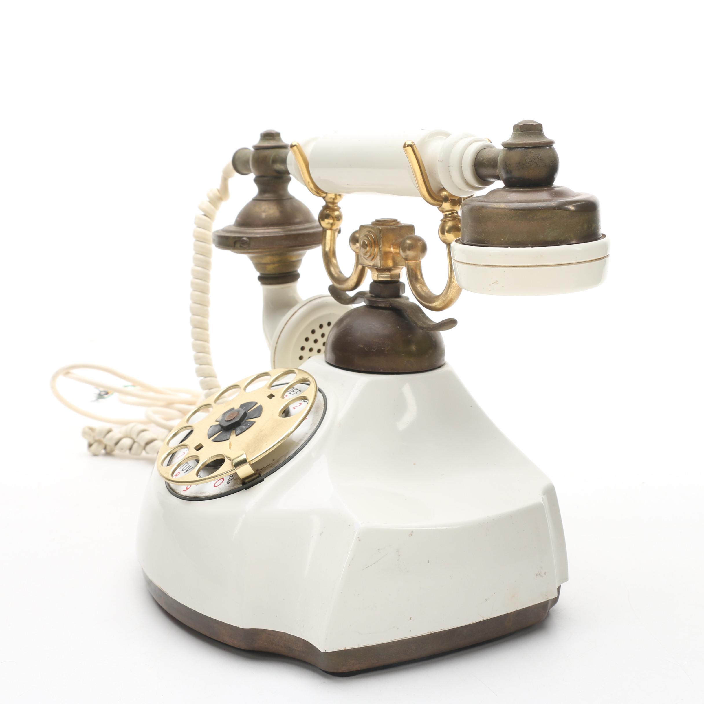 Vintage Ivory-Tone Rotary Telephone