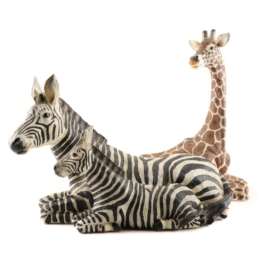 Giraffe and Zebra Resin Figurines
