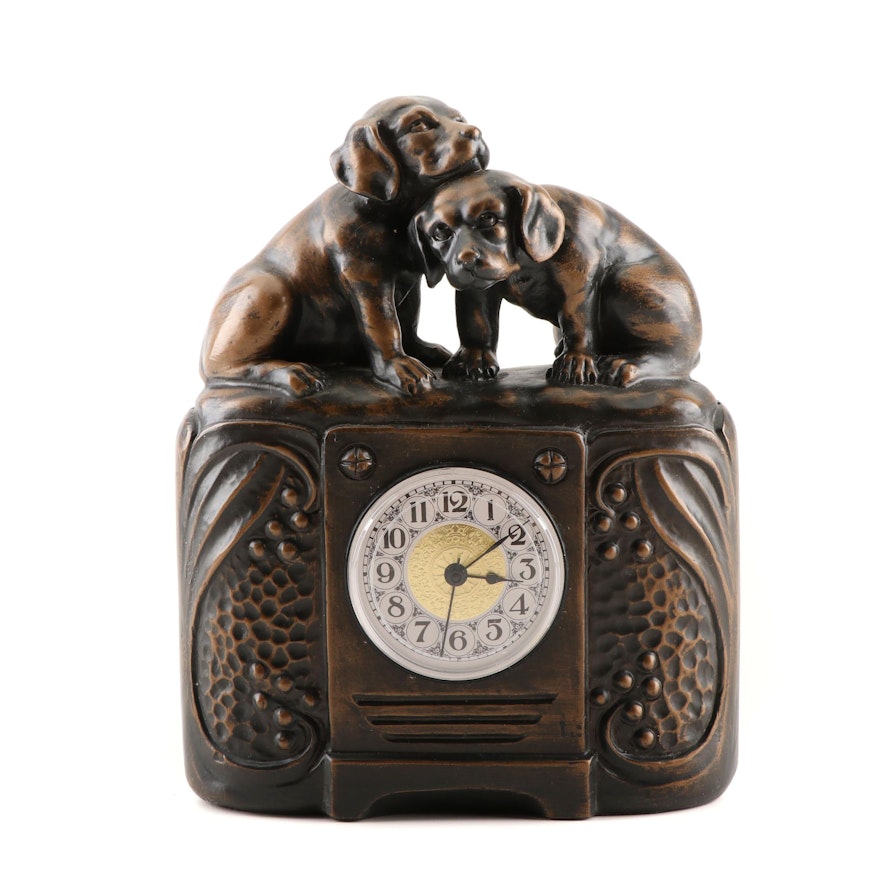 Sculptural Dog Mantel Clock