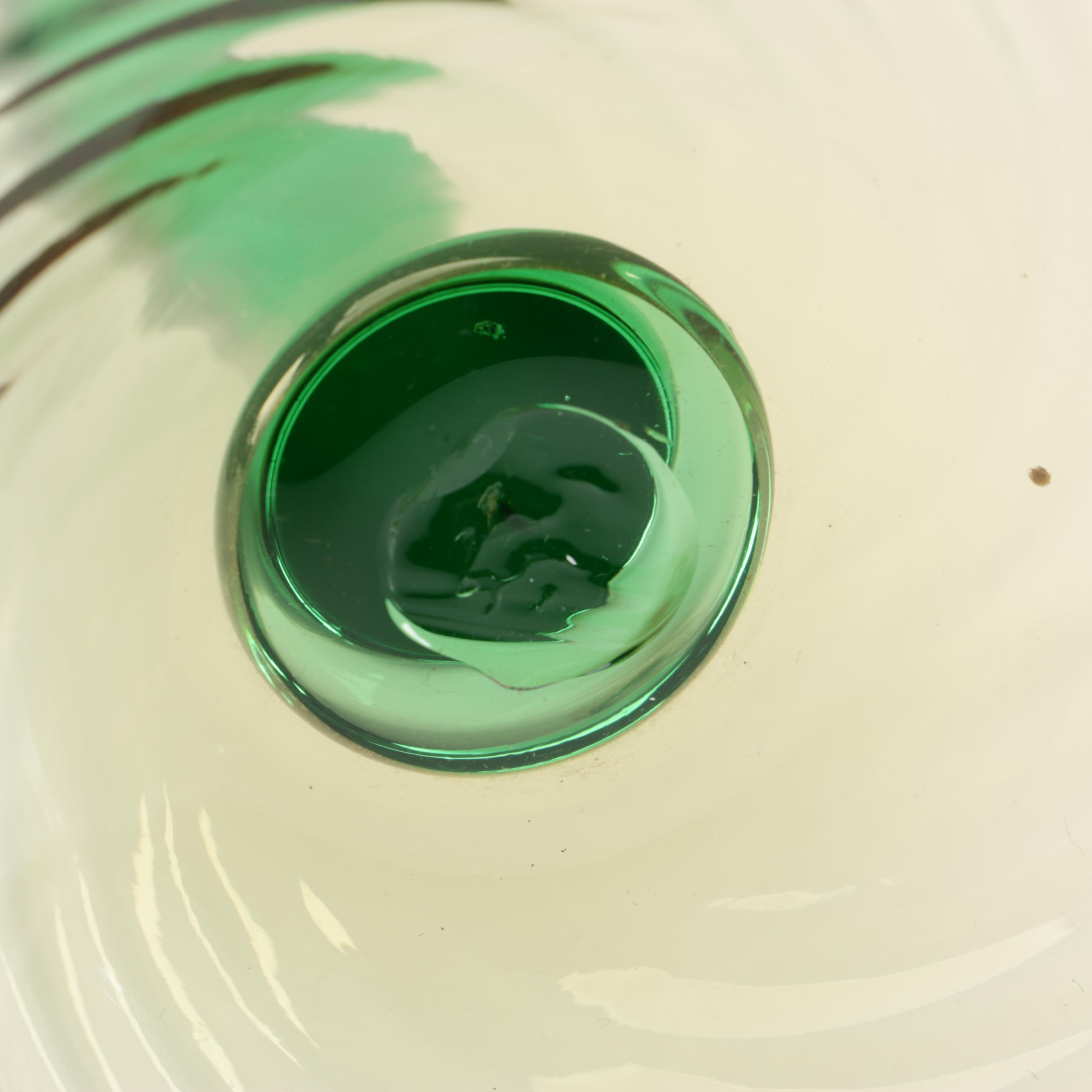 Steuben Pomona Green and Topaz Art Glass Candlesticks, Early 20th Century