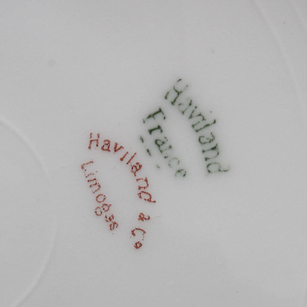 Haviland "Clover Leaf" Soup Bowls with Open Work Latticed Milk Glass Dinnerware