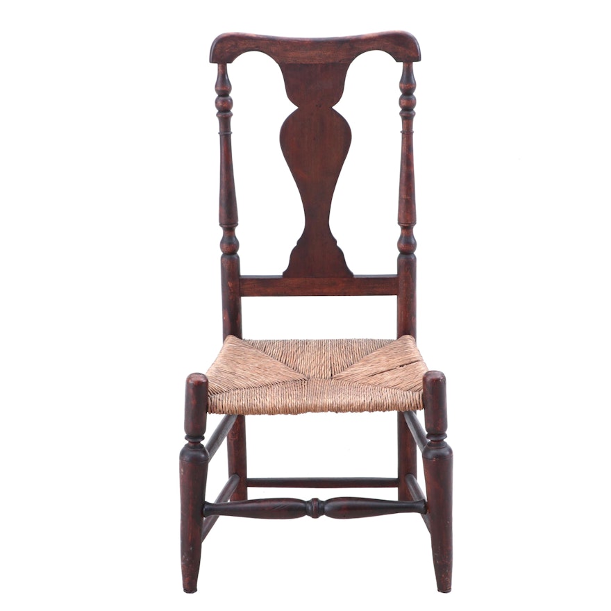 Queen Anne Side Chair with Rush Seat, Late 18th Century