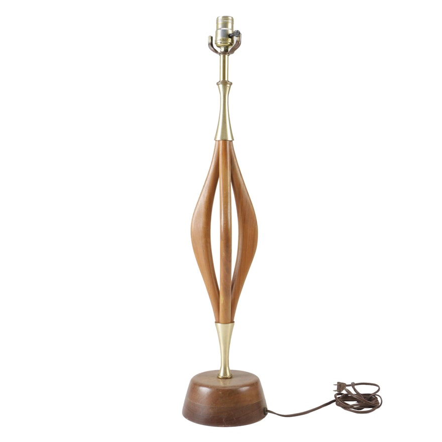 Danish Modern Teak Table Lamp, Mid-Century