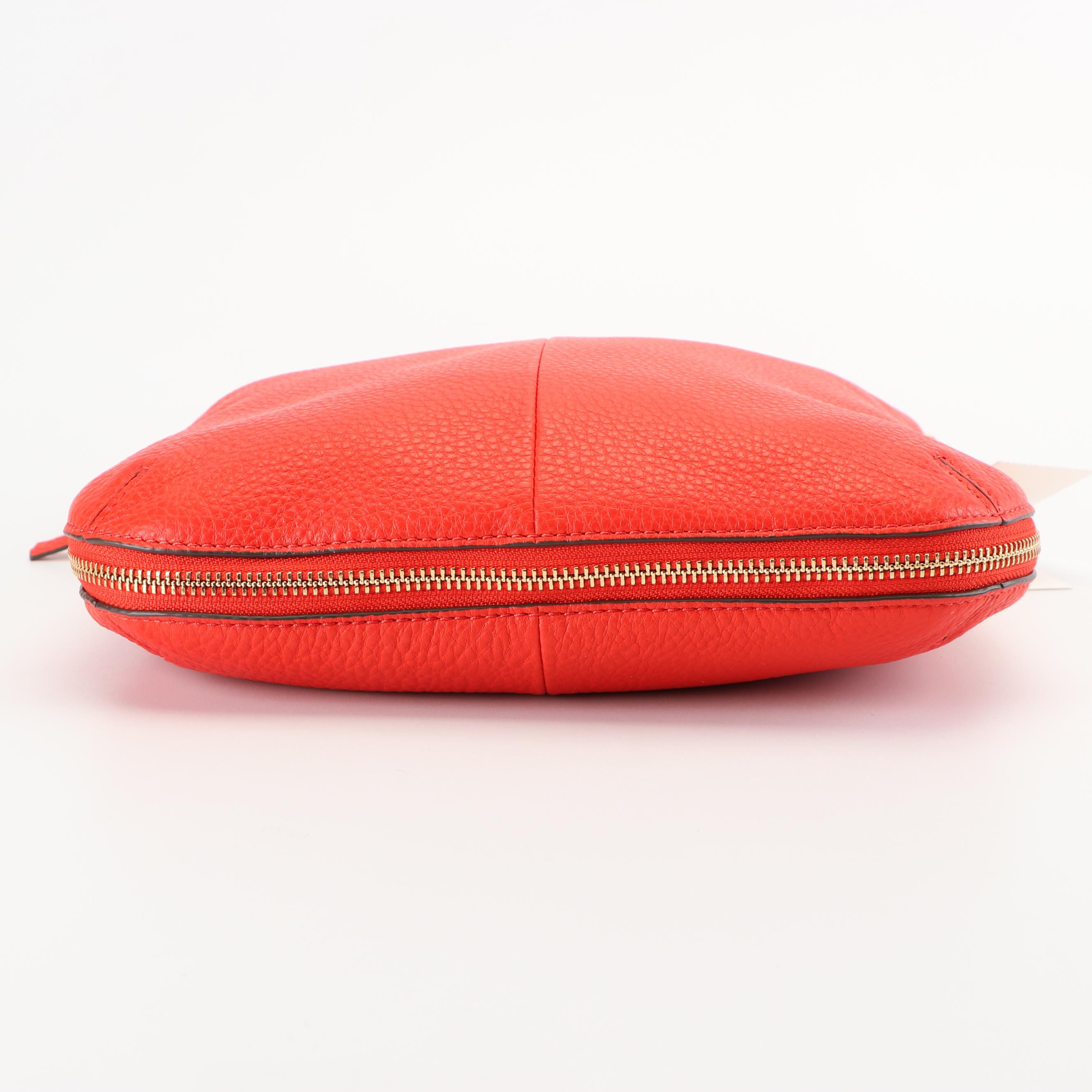 Tory Burch Samba Red Grained Leather Ivy Convertible Shoulder Bag