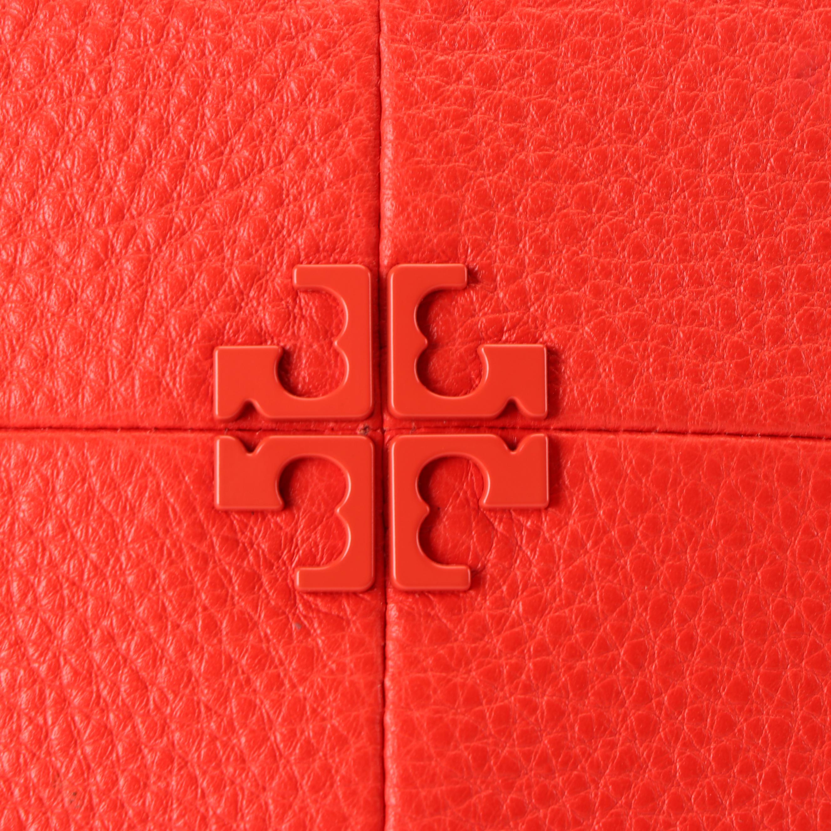 Tory Burch Samba Red Grained Leather Ivy Convertible Shoulder Bag