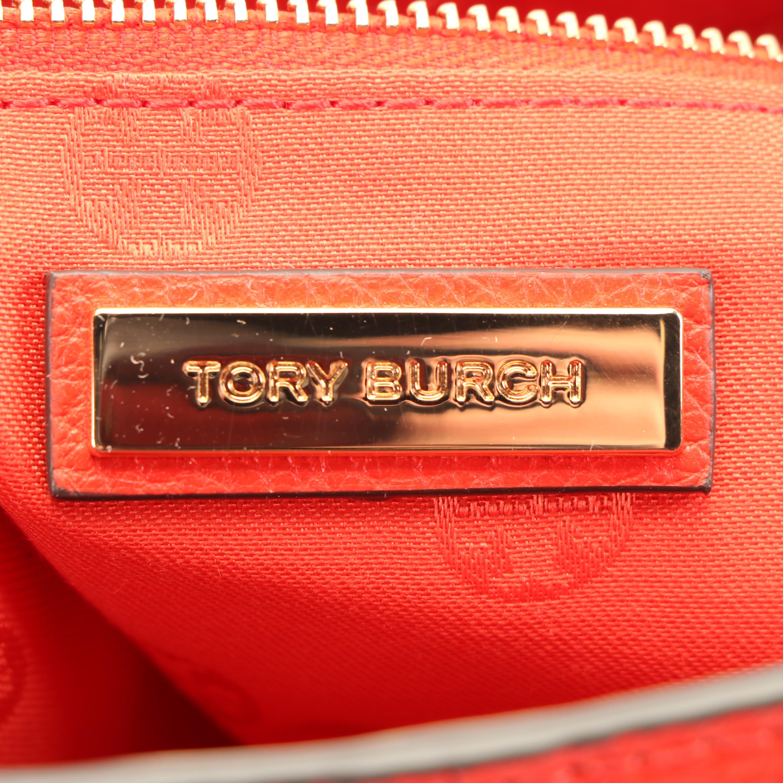 Tory Burch Samba Red Grained Leather Ivy Convertible Shoulder Bag