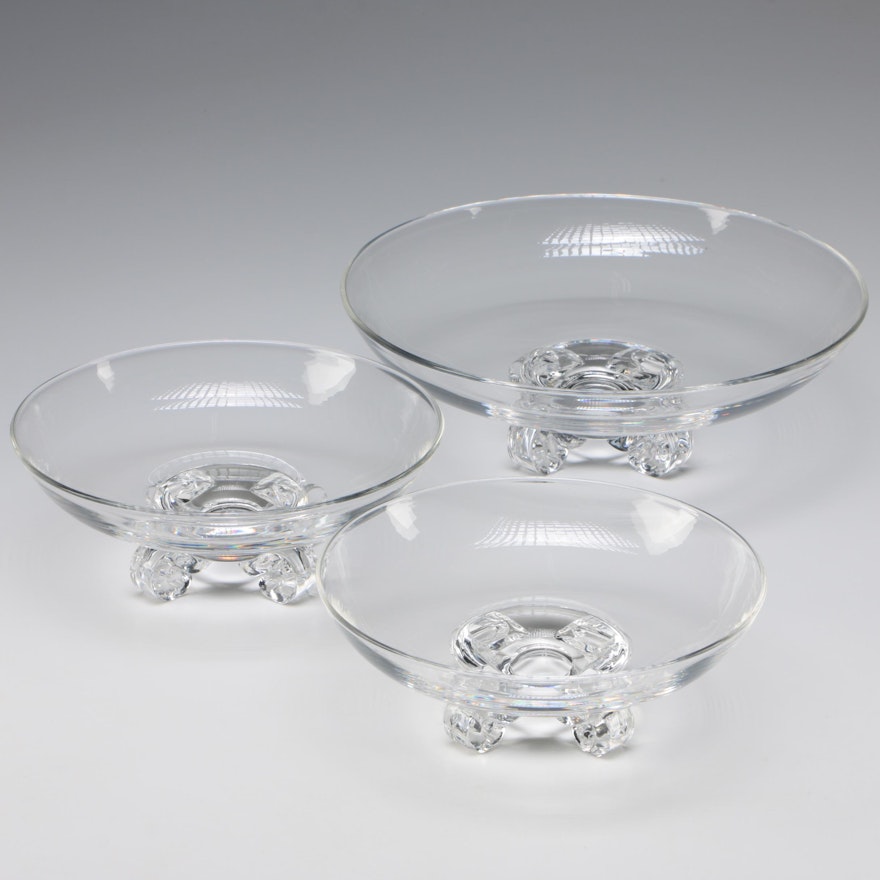 Steuben Art Glass "Low Footed Bowl" Set Designed by John Dreves, c.1942