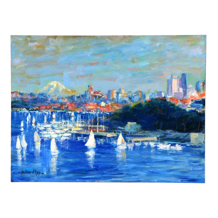 Nino Pippa Oil Painting "Seattle - Sailing Race"