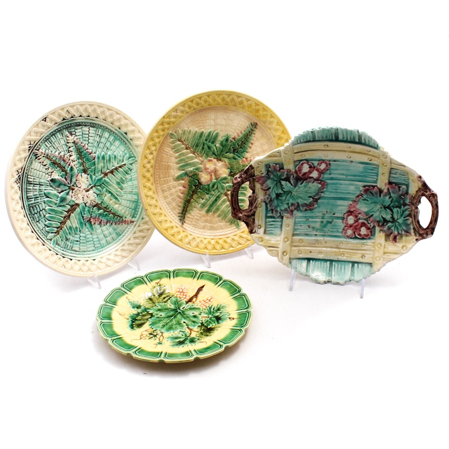 Majolica Glazed Ceramic Plates