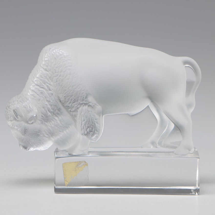 Lalique Frosted Crystal Buffalo Figurine