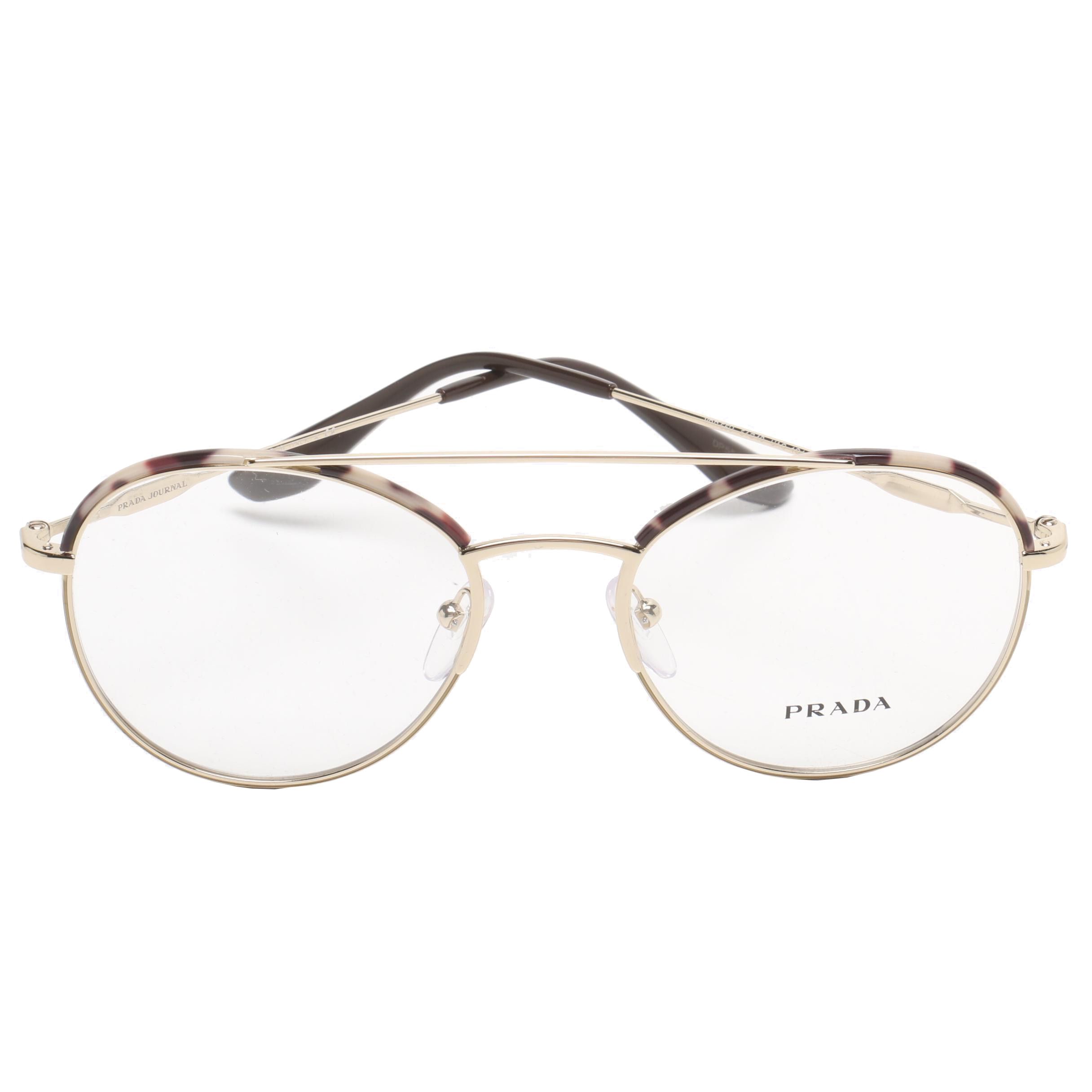 Prada Journal Round Wire Frame Eyeglasses with Case