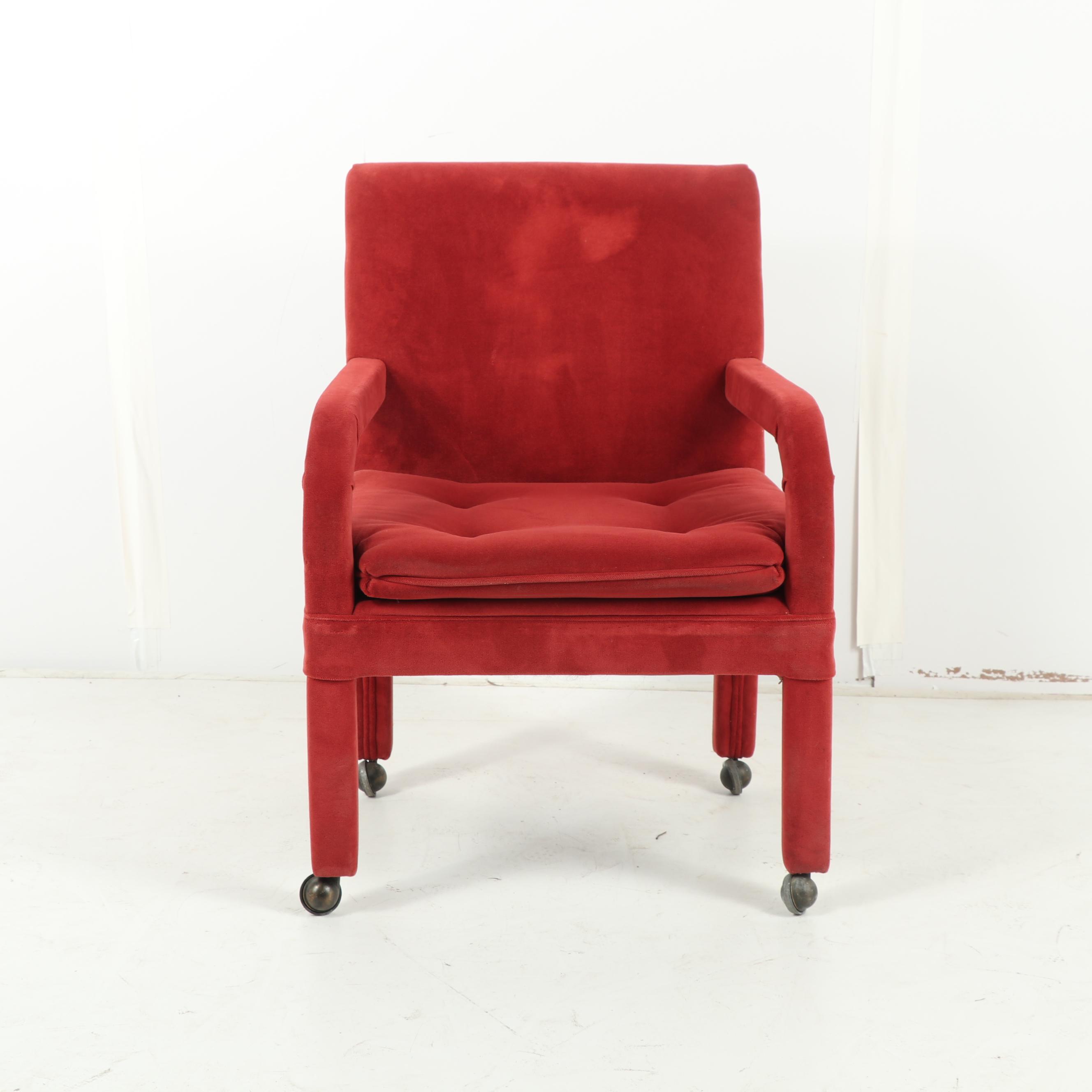 Contemporary Upholstered Armchair on Casters