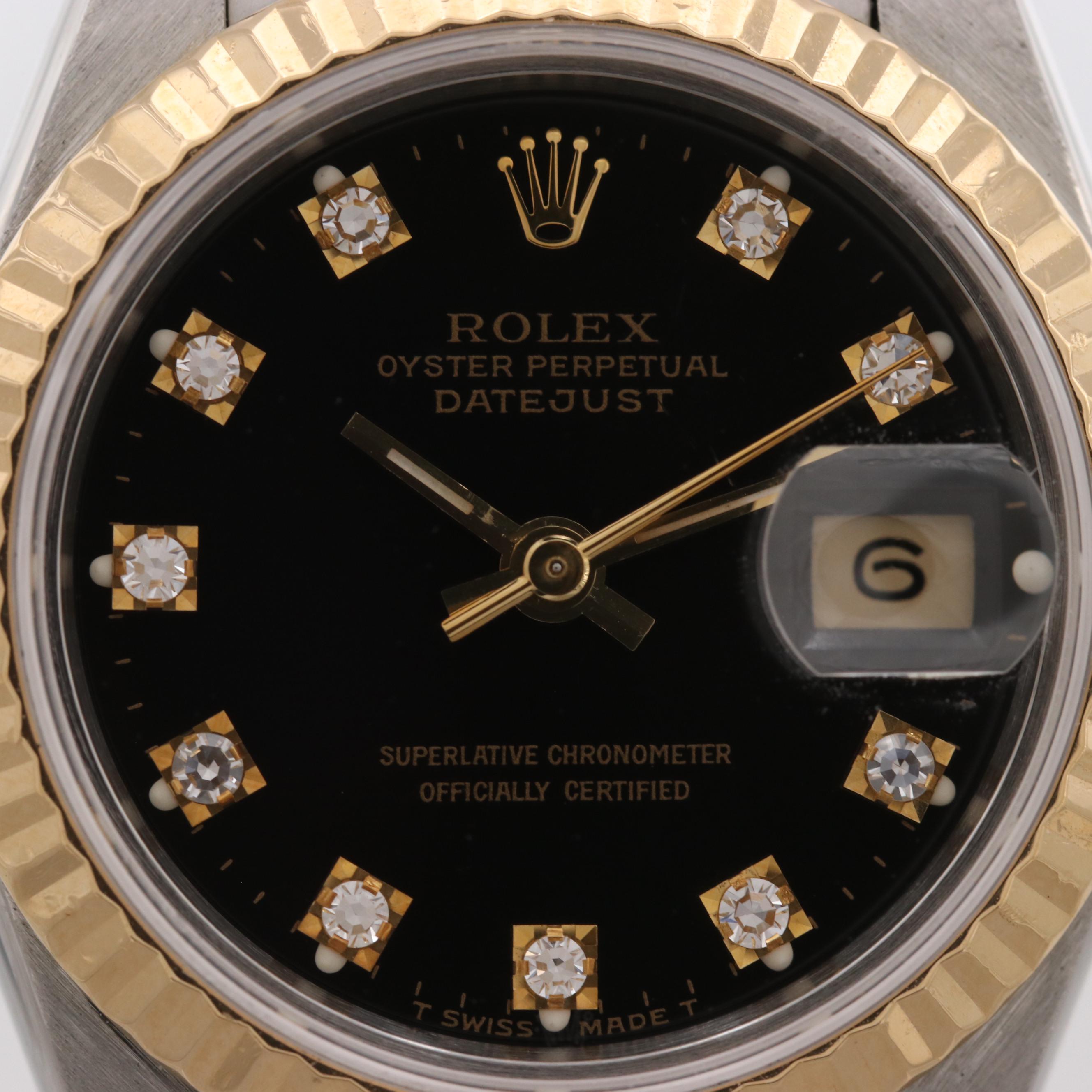 Rolex Datejust 18K Yellow Gold and Stainless Steel Watch With Diamond Dial