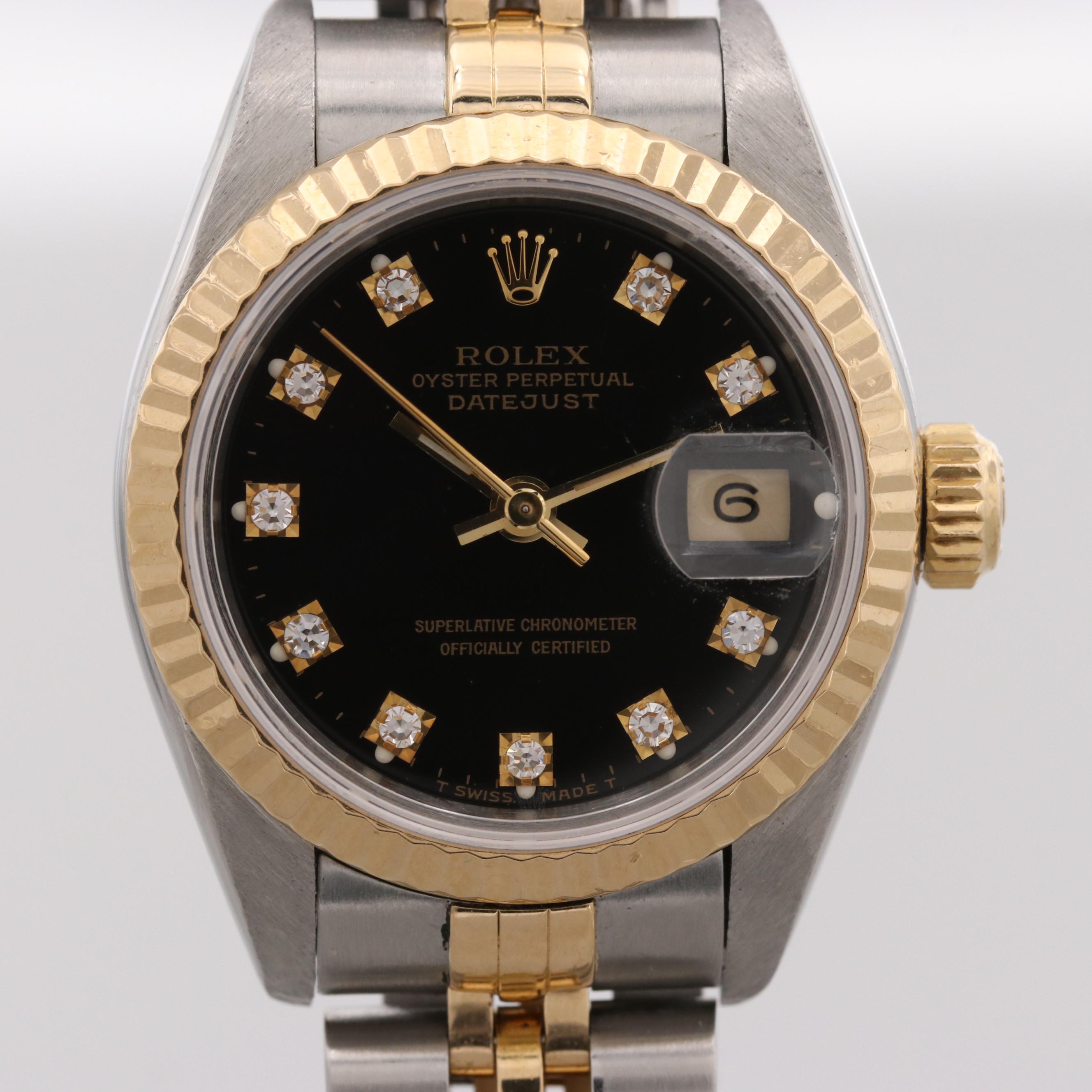Rolex Datejust 18K Yellow Gold and Stainless Steel Watch With Diamond Dial