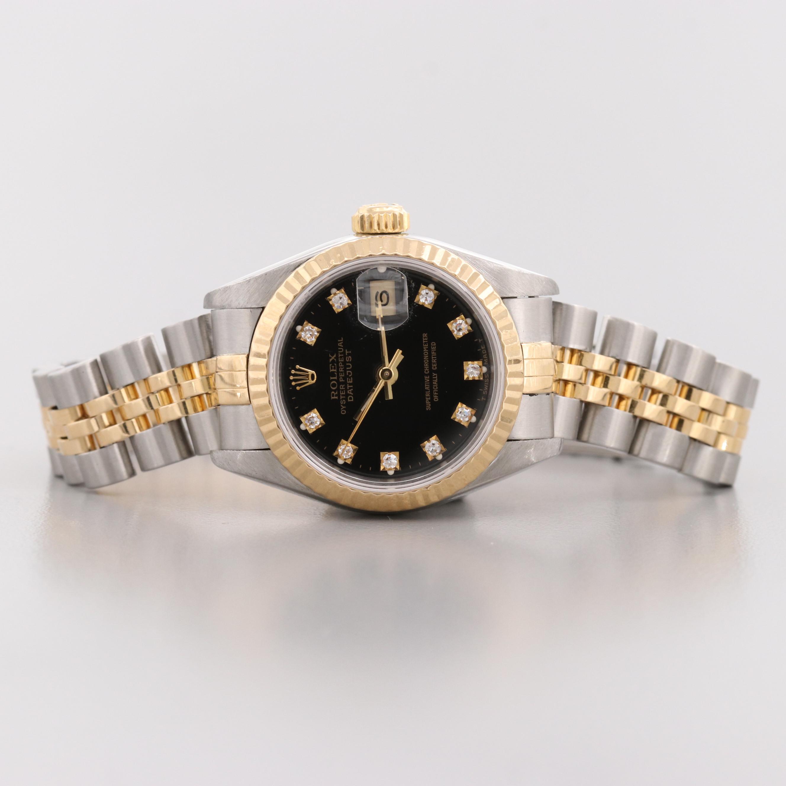 Rolex Datejust 18K Yellow Gold and Stainless Steel Watch With Diamond Dial