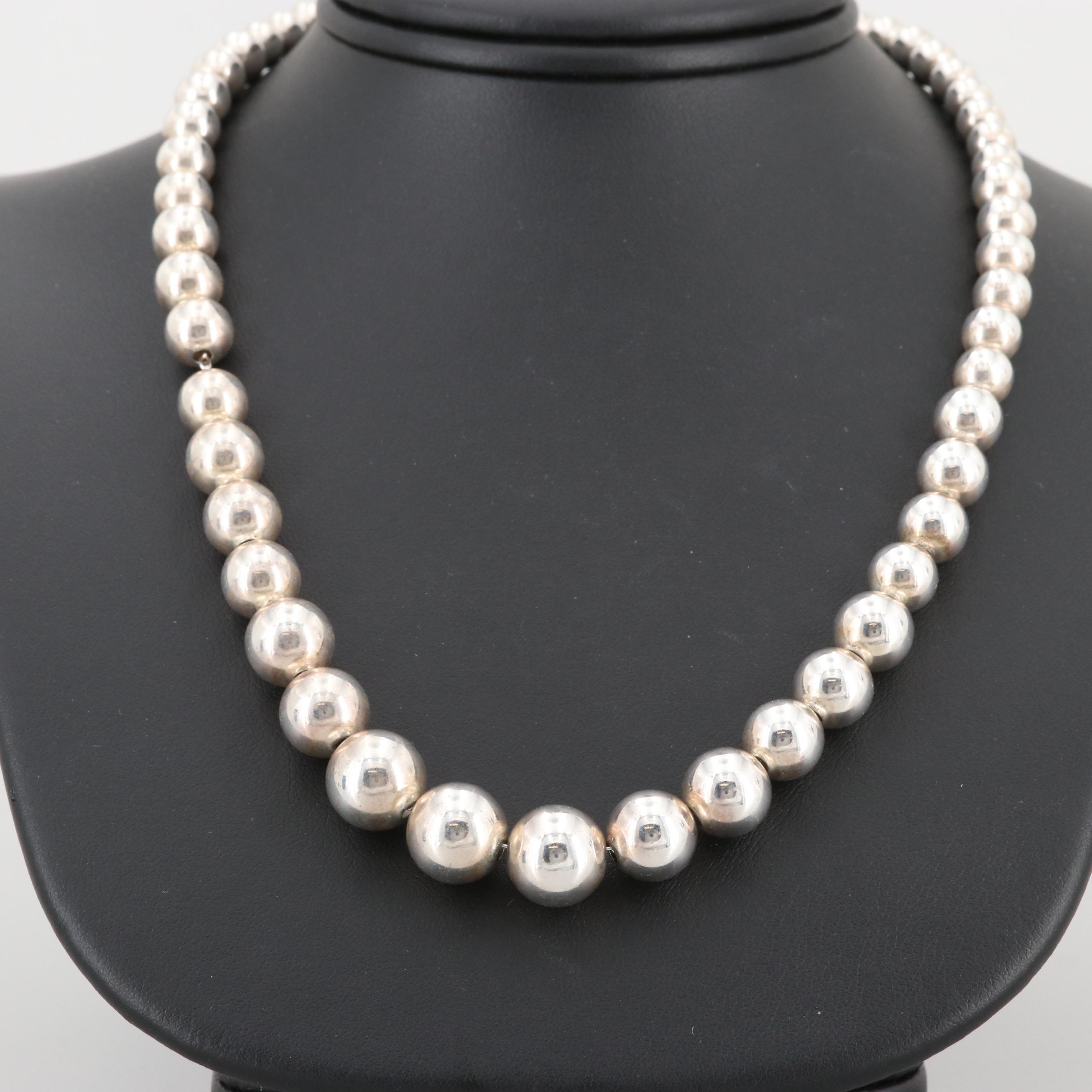 Tiffany & Co. Sterling Silver Graduated Bead Necklace