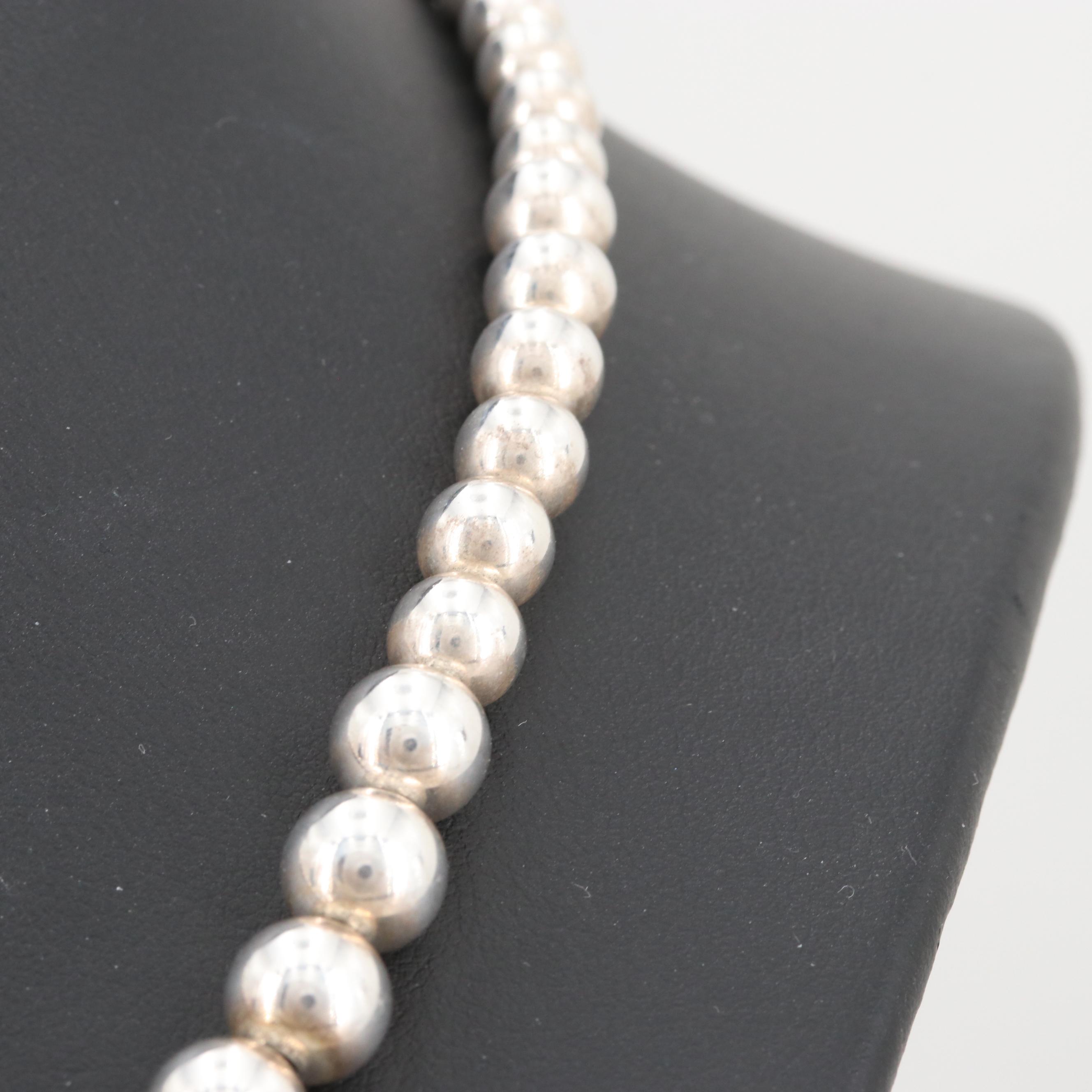 Tiffany & Co. Sterling Silver Graduated Bead Necklace