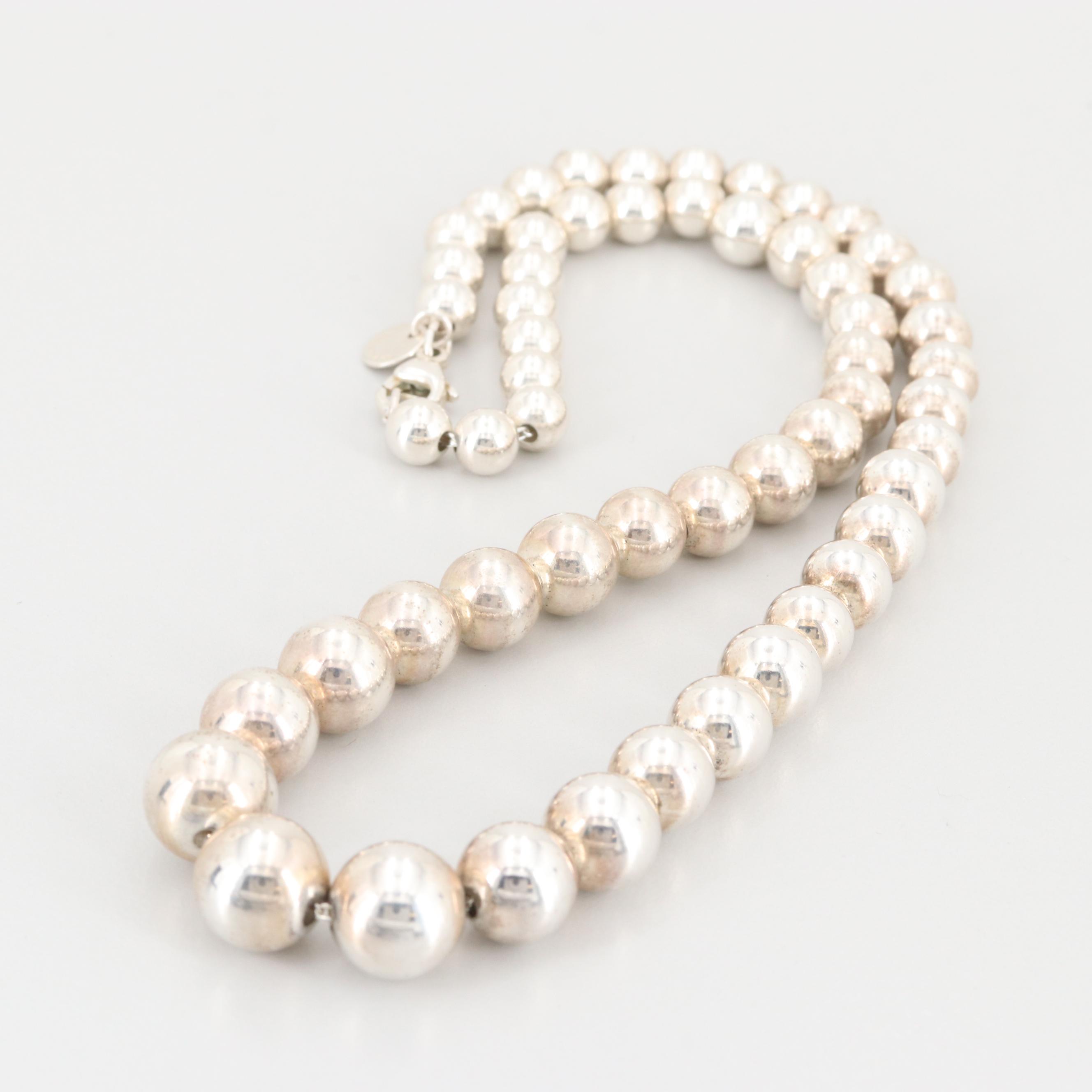 Tiffany & Co. Sterling Silver Graduated Bead Necklace