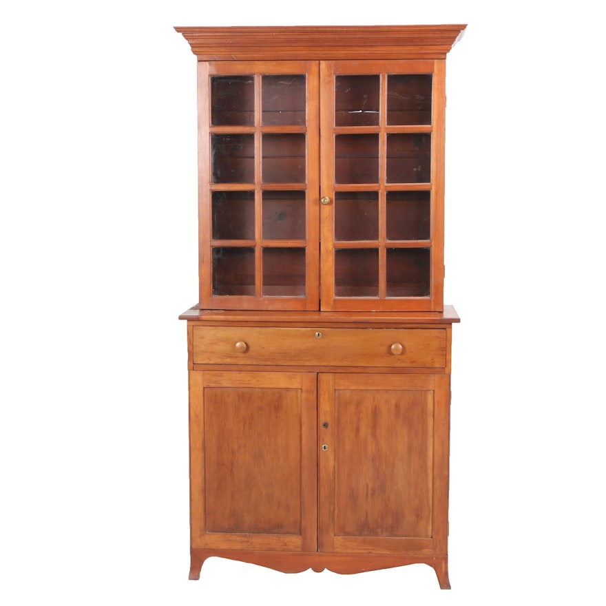 Federal Style Cherrywood Stepback Cupboard, 19th Century and Later