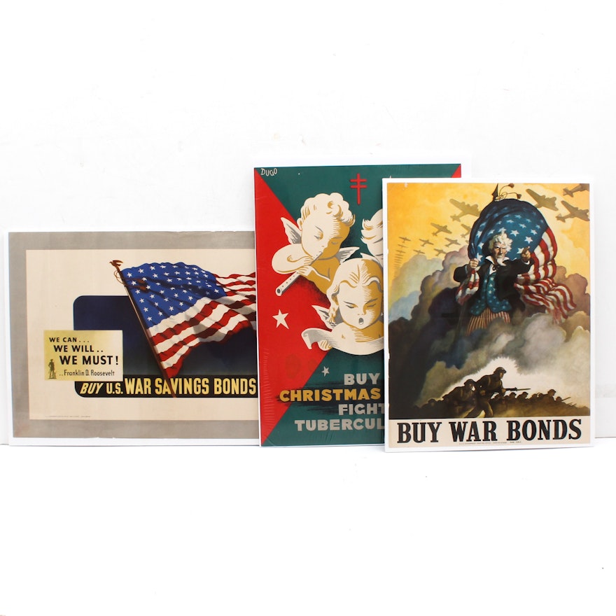 Vintage War Bond and Christmas Seal Posters