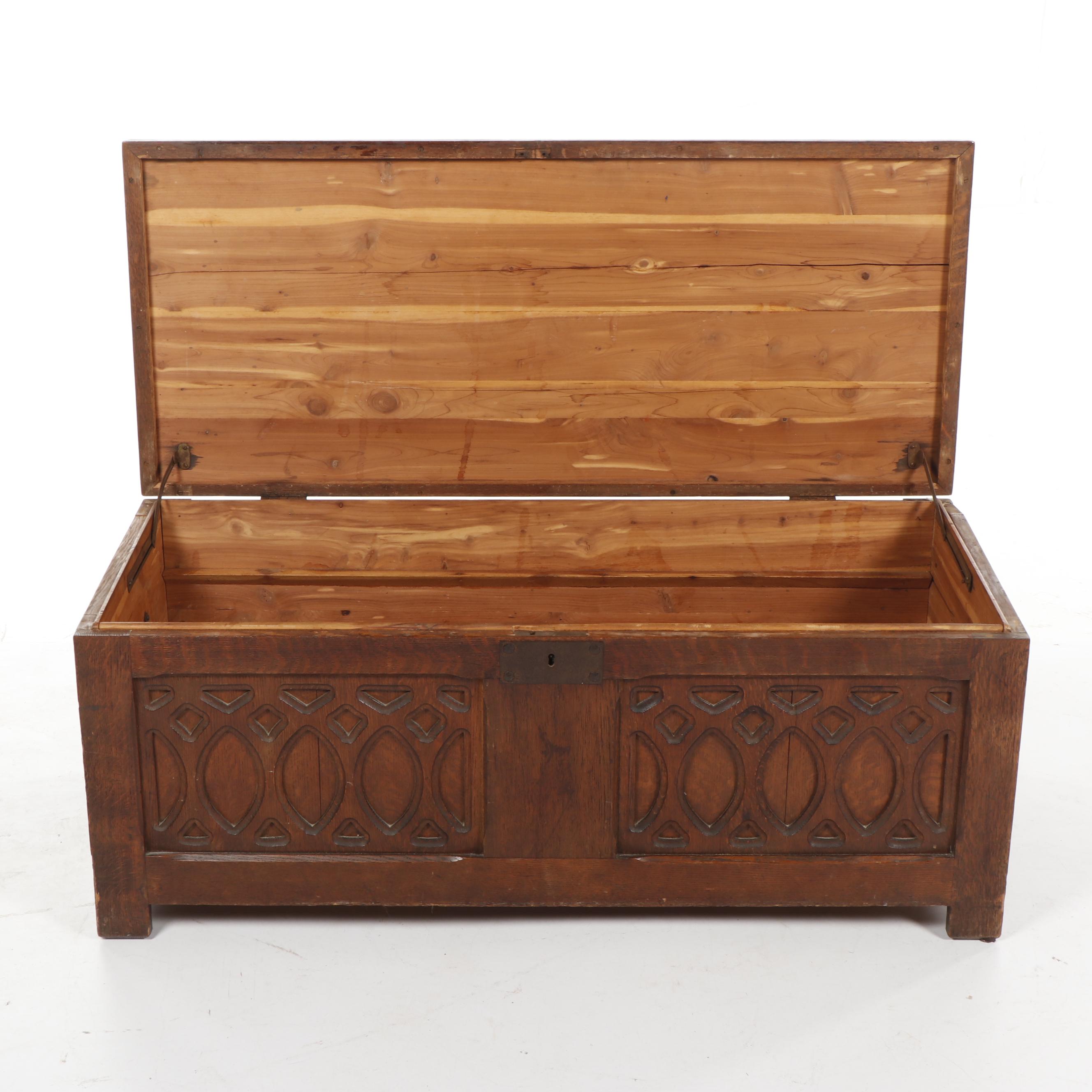 Carved Wooden Blanket Chest