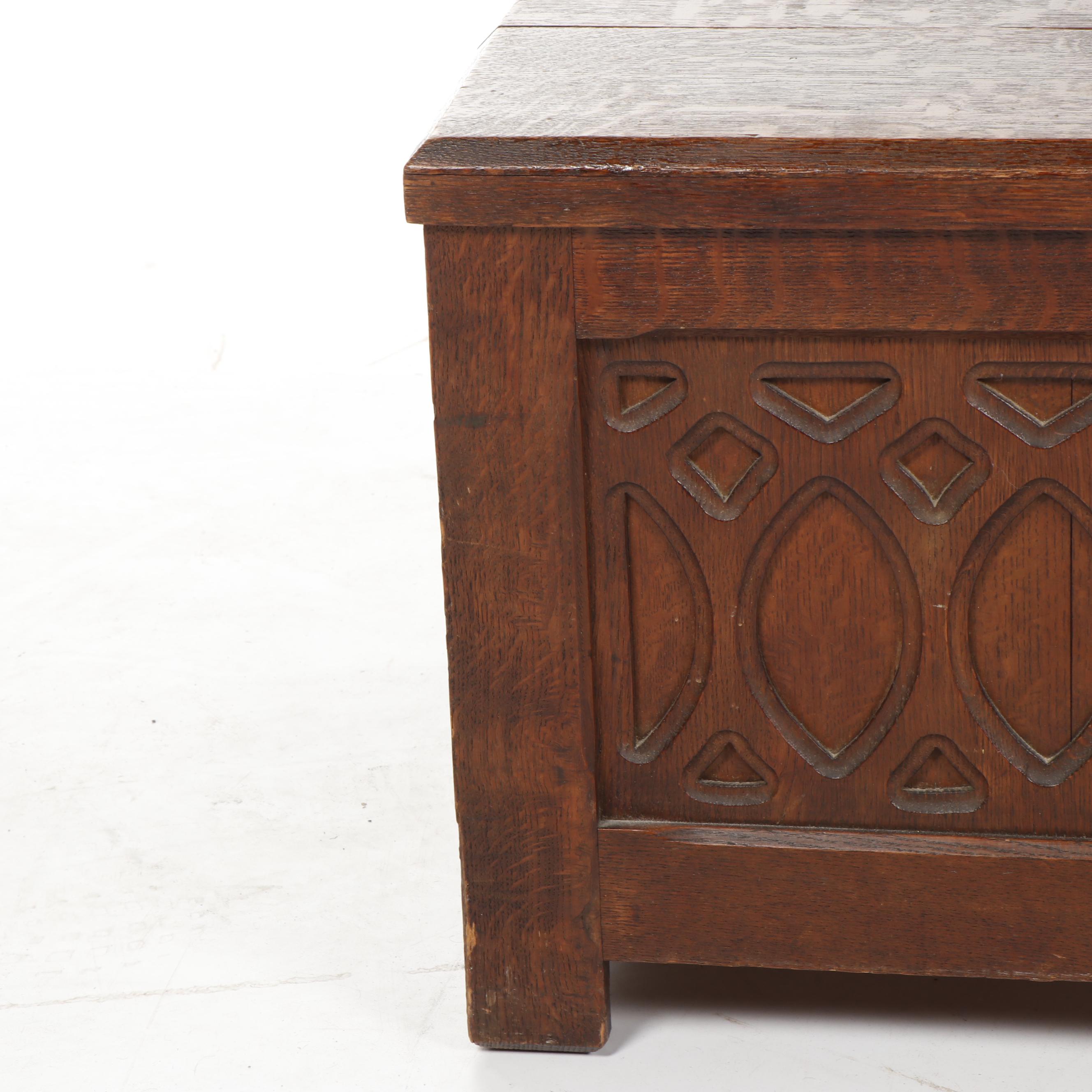 Carved Wooden Blanket Chest